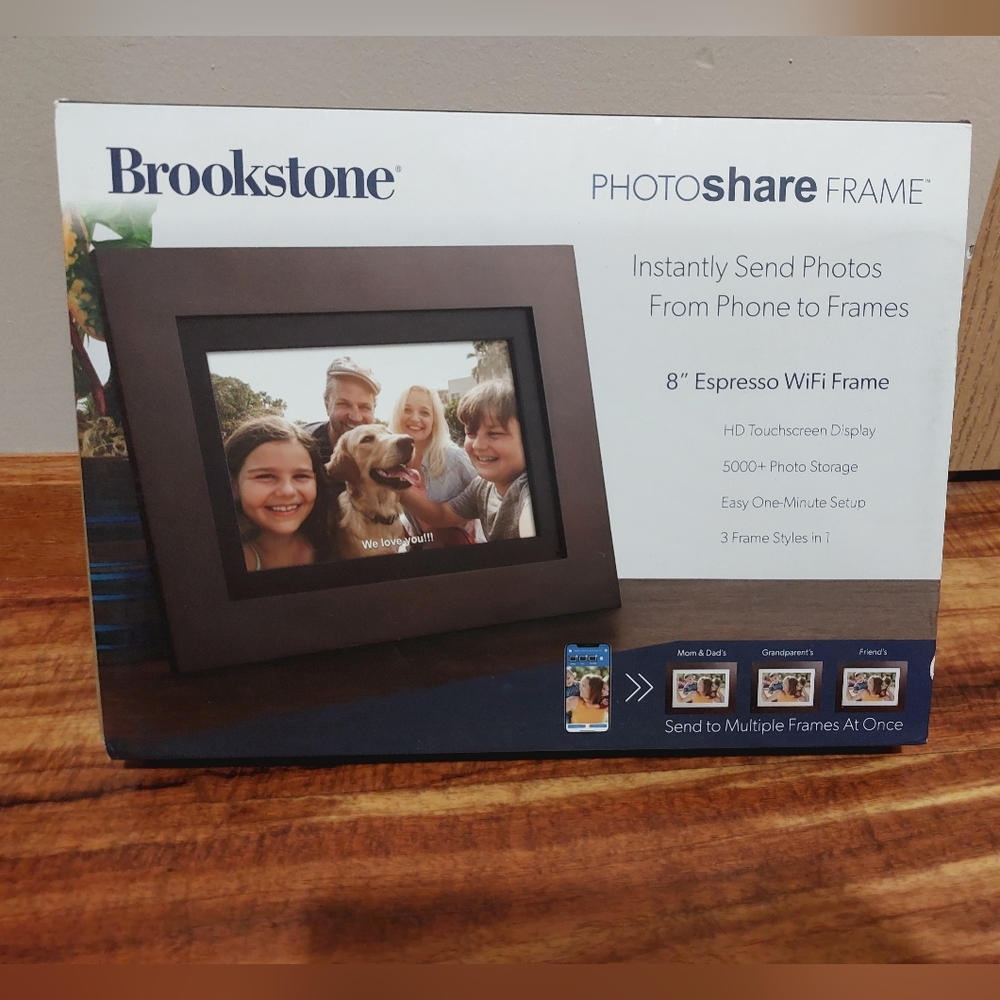 New Brookstone 8" Espresso WiFi Photo Frame